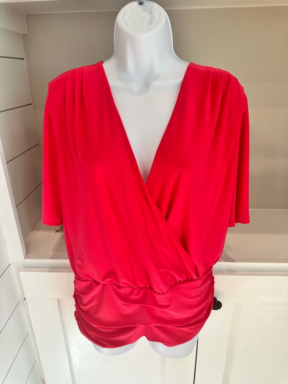 INC International Concepts Hot Pink Wrap Blouse